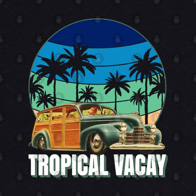 Tropical Vacay Family Vacation Old Woody Station Wagon by CharJens